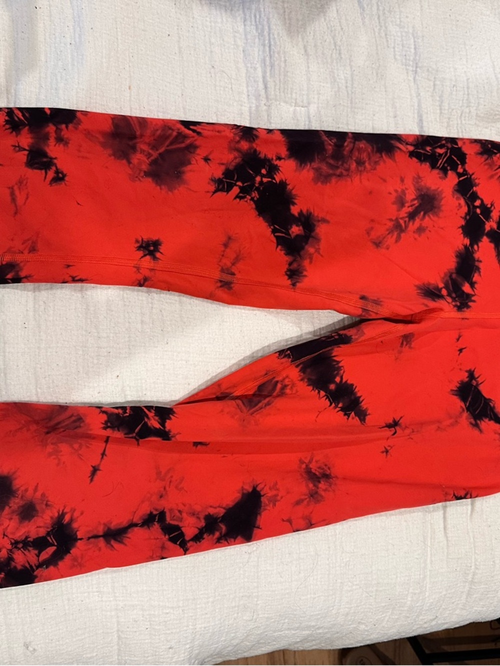 lululemon athletica Red Tie-Dye Workout Leggings with Black Accents